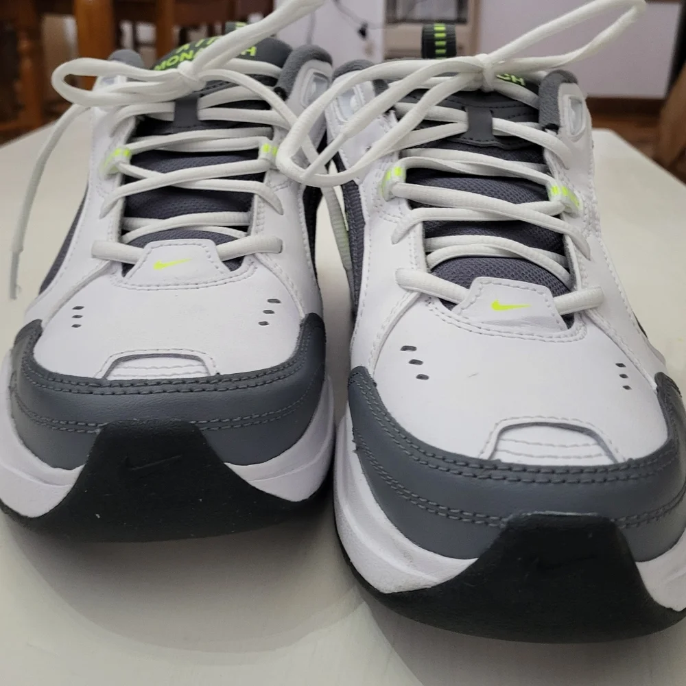 Nike Air Monarch IV Men's Shoes - White/Gray/Neon Green/ Size Men 10.5 - Picture 3 of 5